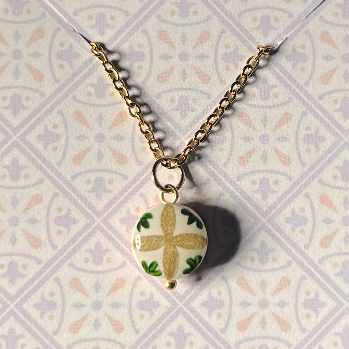 Collana Color Oro con Micro Maiolica Dorato Nero