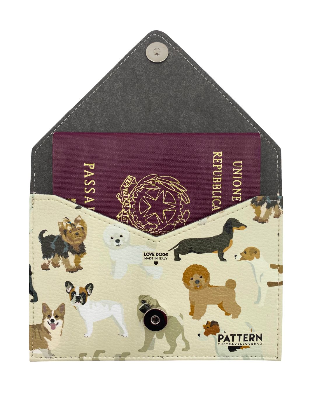 Porta Passaporto CANI MIX AVORIO