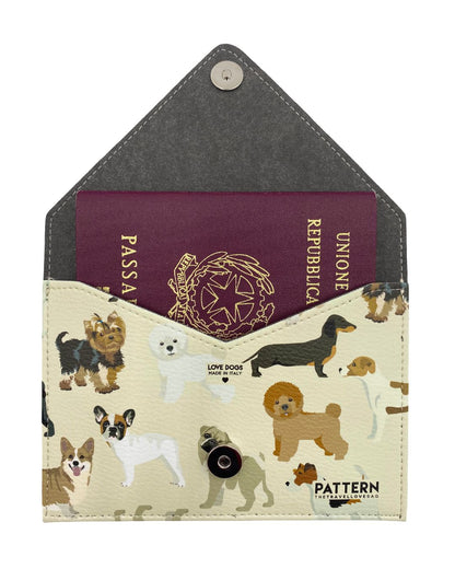 Porta Passaporto CANI MIX AVORIO