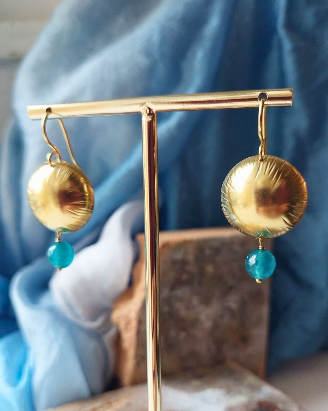 Orecchini SOLE blu petrolio