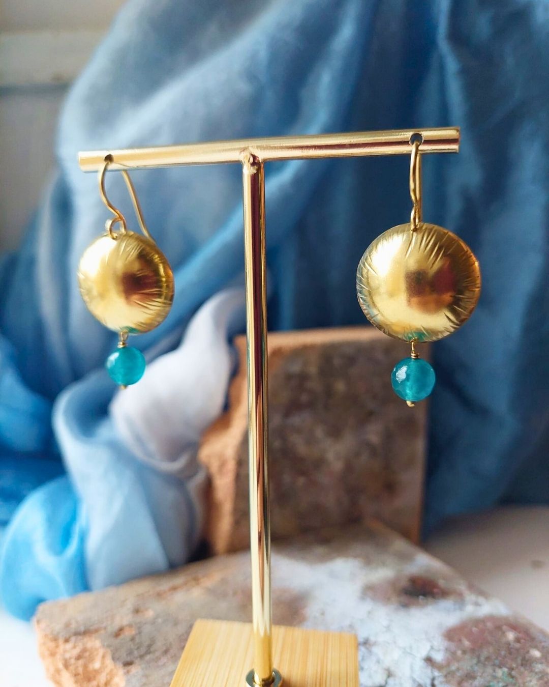 Orecchini SOLE blu petrolio