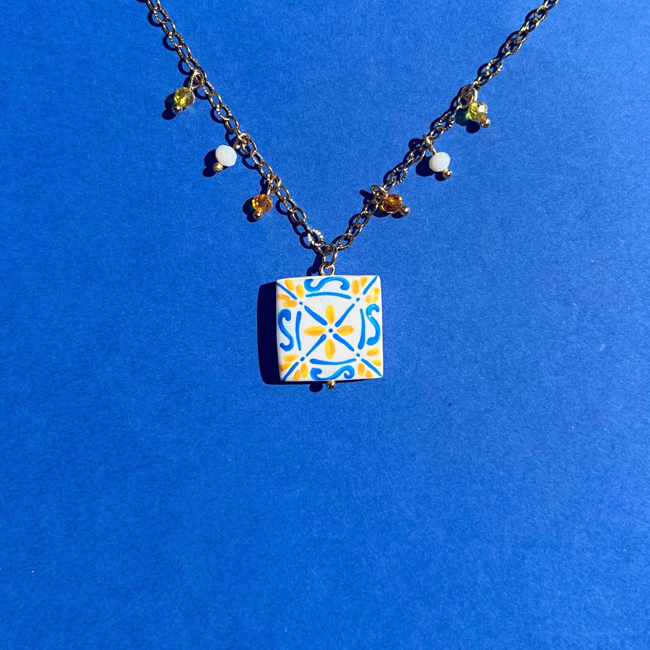 Collana Color Oro con Maiolica Ginestra