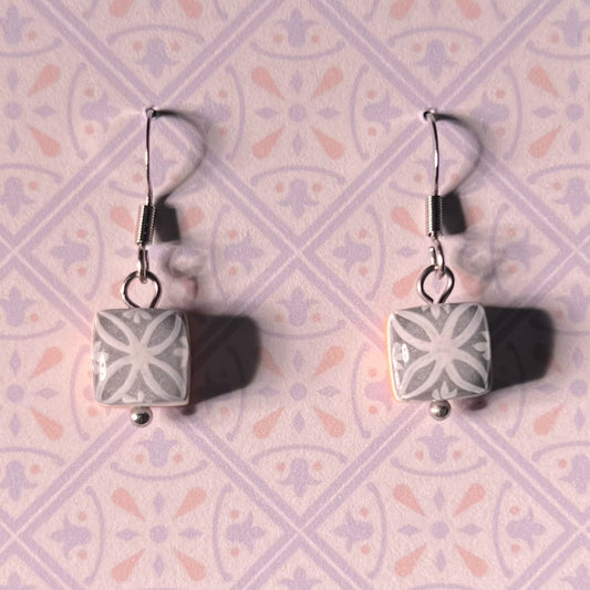 Pendenti Argentati con Micro Maiolica Bianco Argento