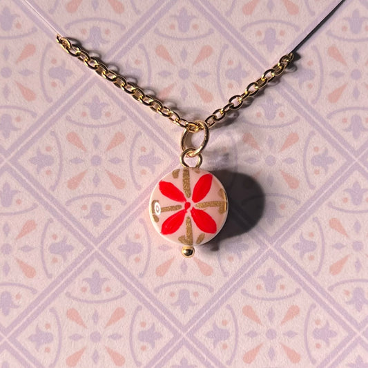 Collana Color Oro con Micro Maiolica Rosso Dorato
