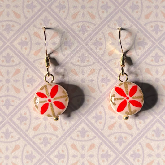 Pendente Color Oro Micro Maiolica Rosso Dorato