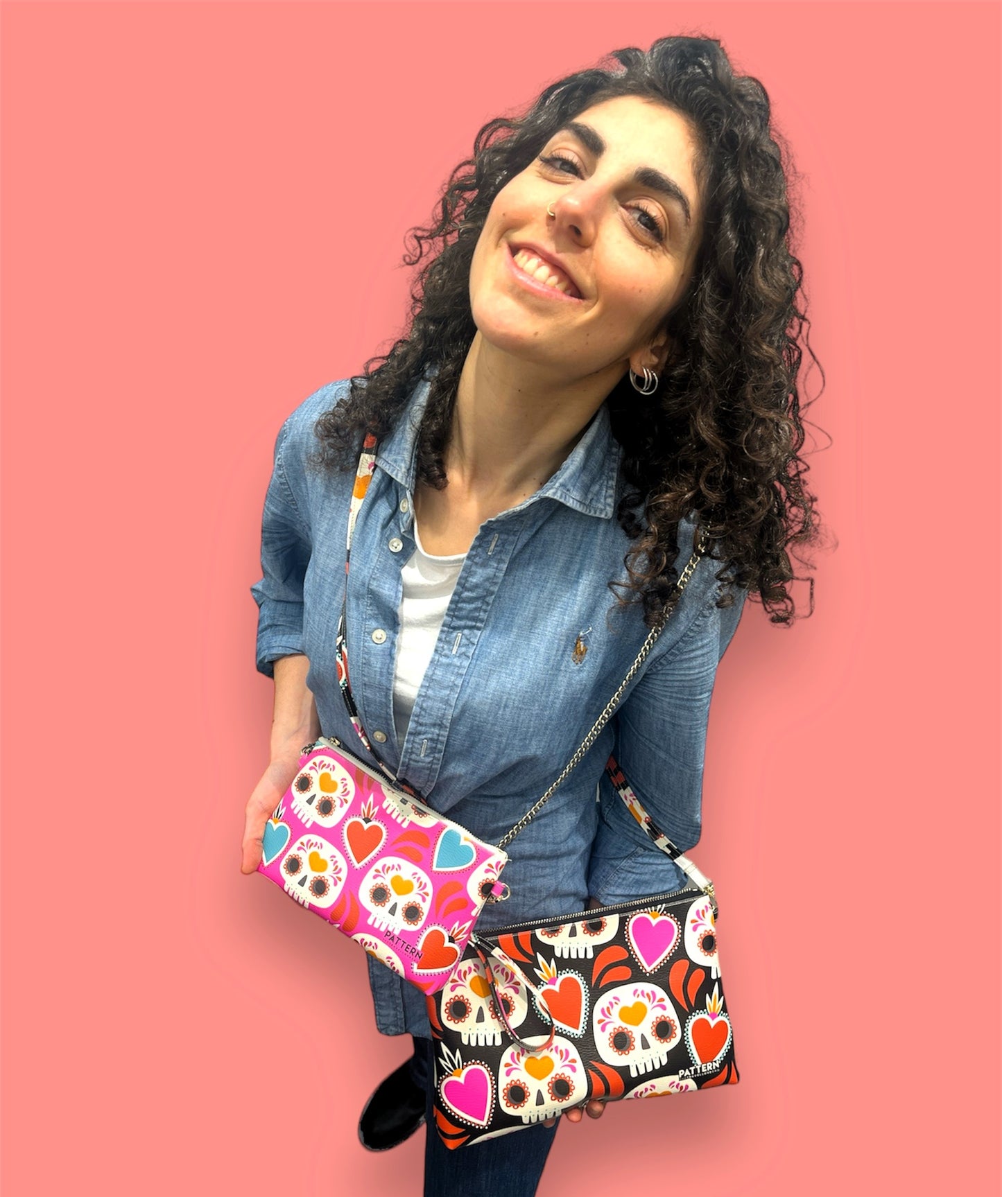 Bag con Tracolla Dorata MESSICO FUCSIA