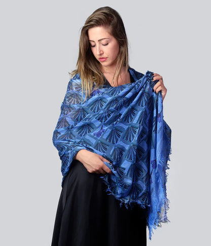 Foulard in Bambù ERTE' blu indaco