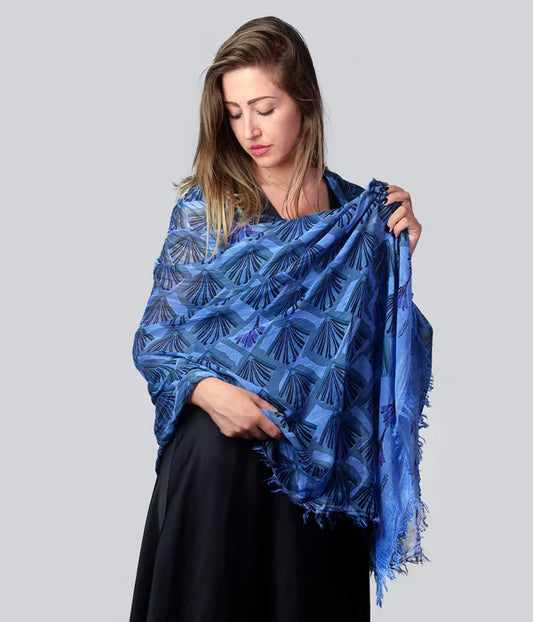 Foulard in Bambù ERTE' blu indaco