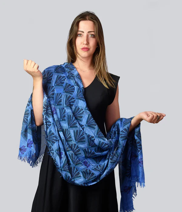 Foulard in Bambù ERTE' blu indaco