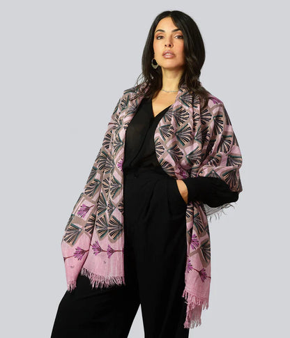 Foulard in Bambù ERTE' rosa peonia