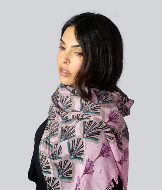 Foulard in Bambù ERTE' rosa peonia