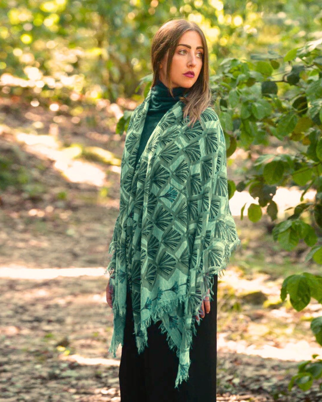 Foulard in Bambù ERTE' verde smeraldo