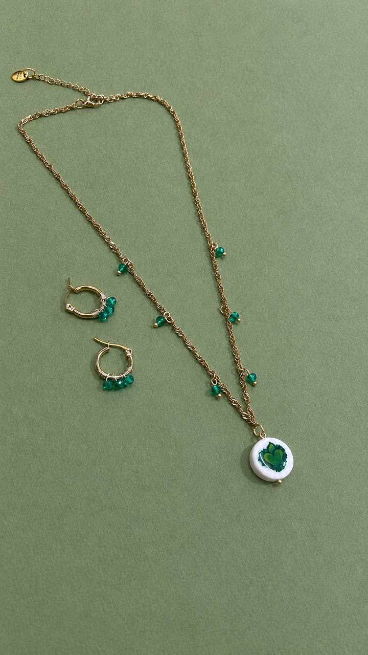 Collana girocollo Cuore Sacro verde Feminist like ROSALIA
