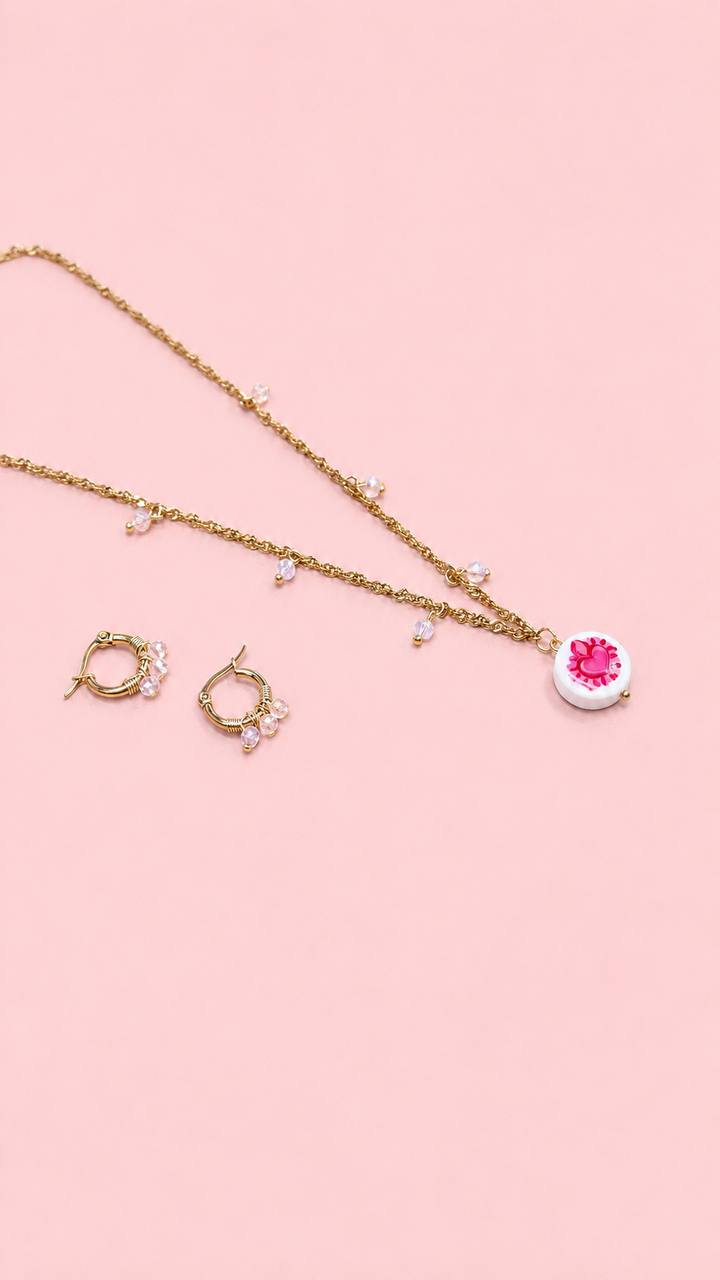 Collana girocollo Cuore Sacro rosa Feminist like ROSALIA