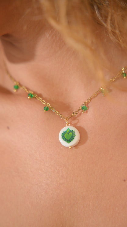 Collana girocollo Cuore Sacro verde Feminist like ROSALIA