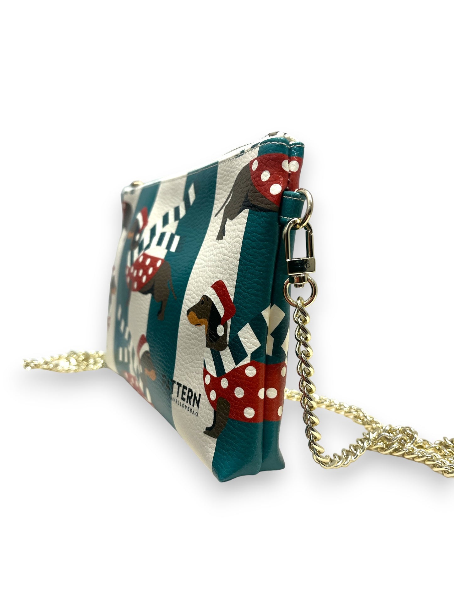 Bag con Tracolla Dorata Christmas Bassotto Verde